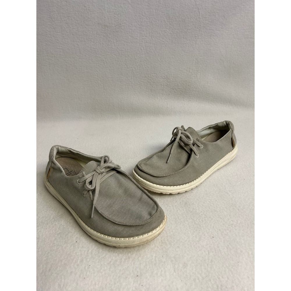 Casual Coastal Boho Hey Dude Womens Size 8 Light Grey Wendy Chambray Loafers